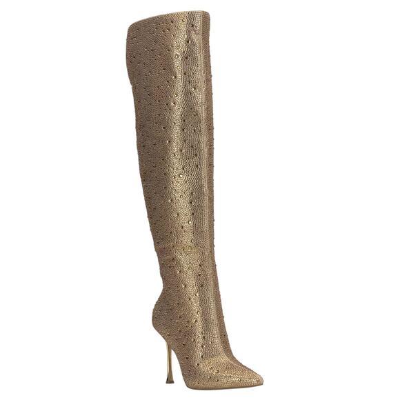INC Women's Saveria Over The Knee Boots Gold Bling Size 12 - Picture 1 of 3